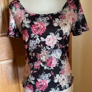 Floral Black and Pink Women's Top